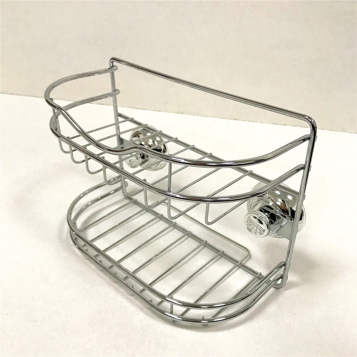 Suction Cup Shower Caddy Bath Shelf 2 Tier Wall Mounted Basket for Bathroom and Kitchen Storage