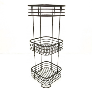 Modern design Iron Wire 3 Tier Standing Bathroom Storage Caddy Corner Shelf