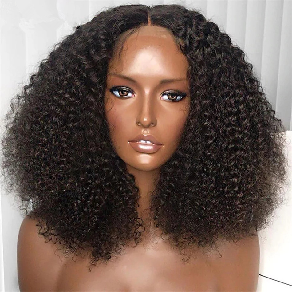 FOXEN Perruque Afro Wigs Naturelle Marley 4c Curl Short Perruque Curly Weave Kinky Human Hair Afro Wigs