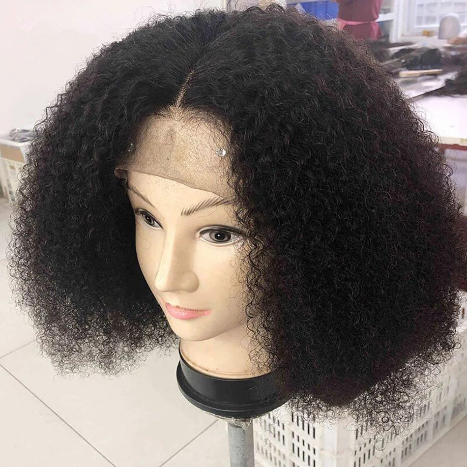 FOXEN Perruque Afro Wigs Naturelle Marley 4c Curl Short Perruque Curly Weave Kinky Human Hair Afro Wigs