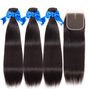 Wholesale Raw Indian Blue Band Hair Bundles Vendor with Closure 100% Virgin Mink Brazilian Kinky Curly Hair Bundles and Frontal