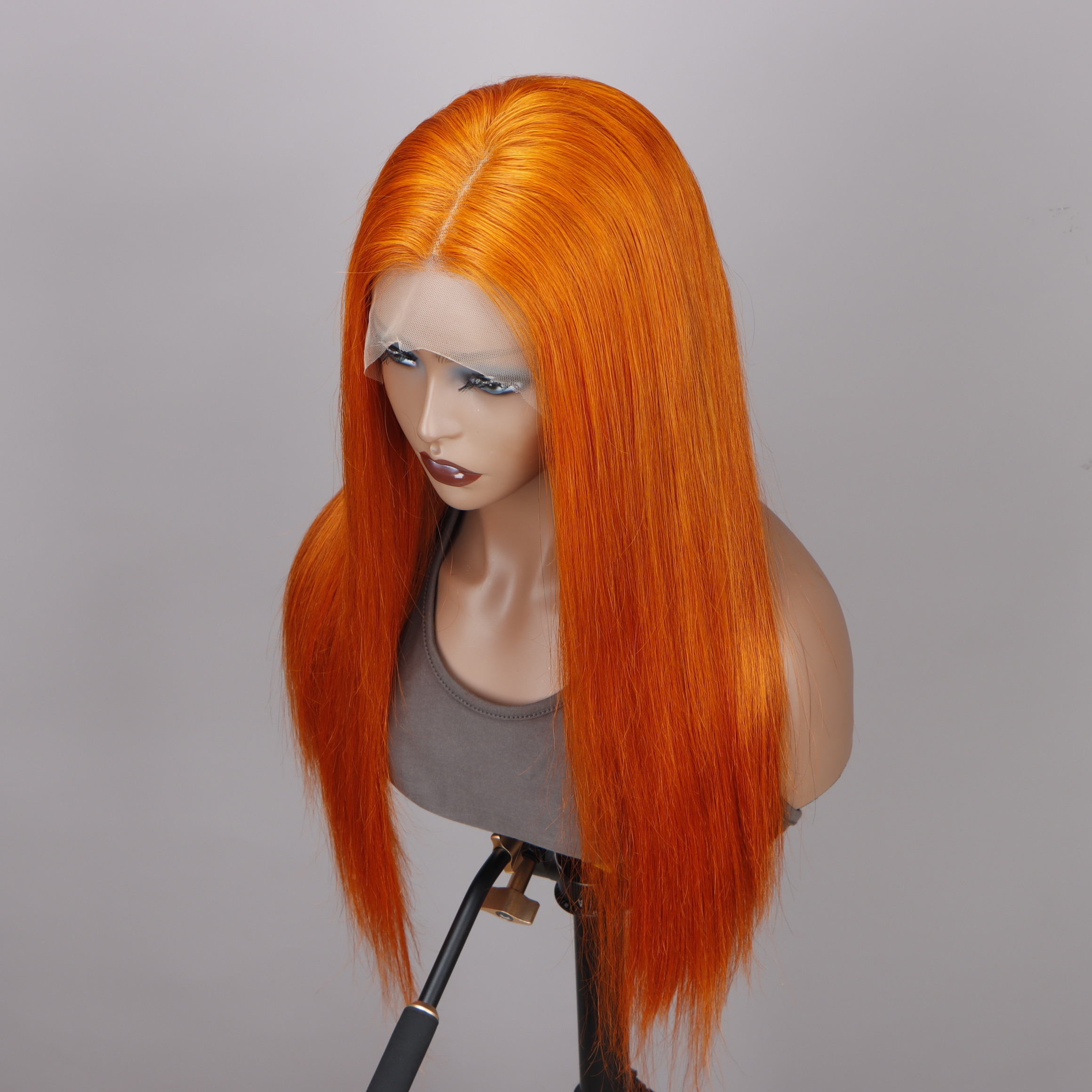 Low Price 350 Orange Ginger Colored Wigs Human Hair 13x4 HD Swiss Human Hair Transparent Lace Front Wig Straight Human Hair Wigs