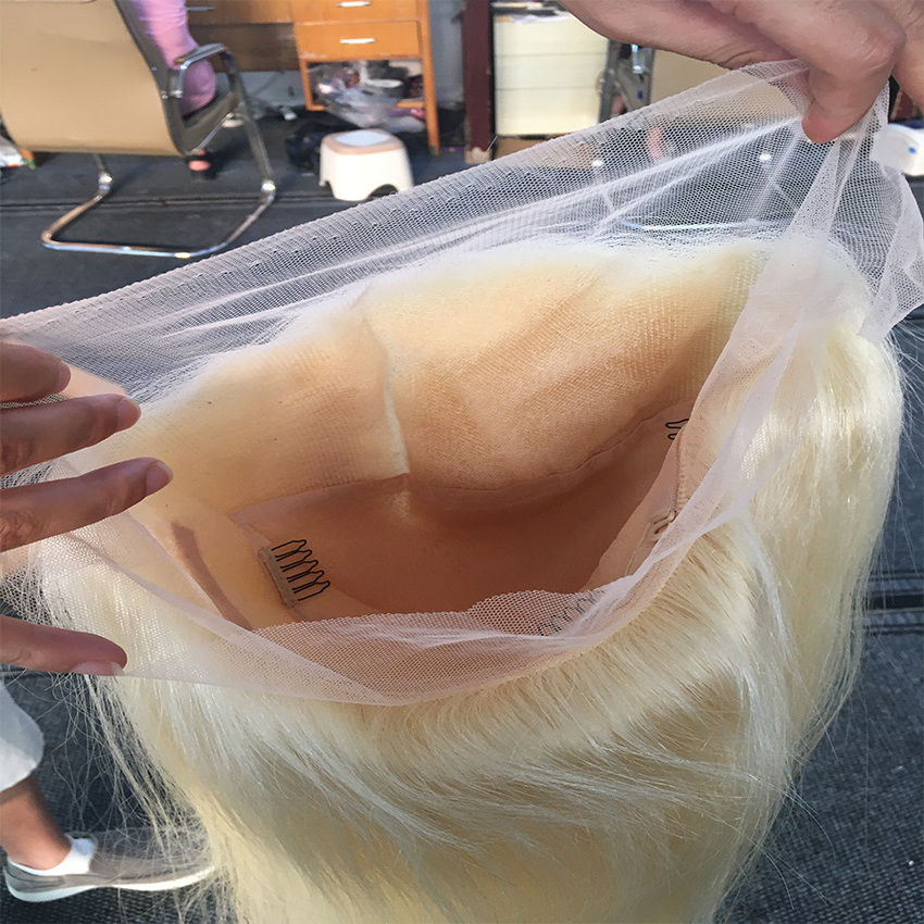 40 Inch 12a 613 Blonde Bone Straight Lace Frontal Human Hair Wig Preplucked 613 Glueless Full Lace Wig Platinum Blonde Wig