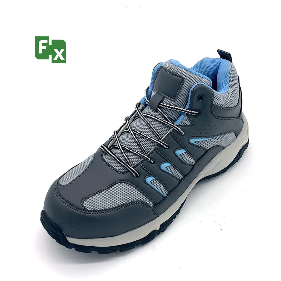 Industrial women's non-slip steel toe plastic toe breathable work boots high-top mountaineering safety shoes summer safety shoes