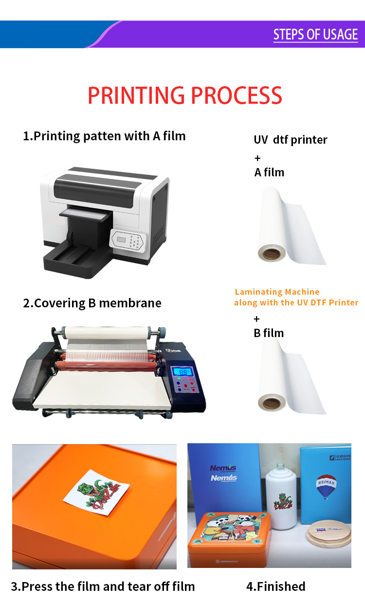 2023 New Print Technology uv dtf 2 in 1 30cm Mini A3 DTF UV A4 Printer Roll to Roll  Impresora UV DTF Sheet Printer