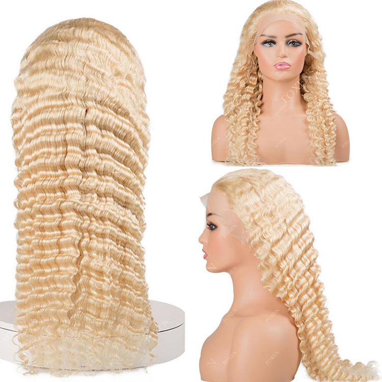 180 Density Hd Lace Cuticle Aligned Virgin Wigs Vendor 613 13X4 Deep Wave Blonde Frontal Wigs 613 Beach Wave Lace Frontal Wig