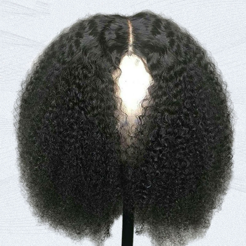 200 Density Hd Lace Wig Afro Kinky Curly Wig Afro Hair Wigs for Black Human Hair Transparent Mongolian Natural Front Women