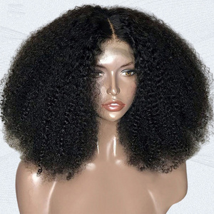 200 Density Hd Lace Wig Afro Kinky Curly Wig Afro Hair Wigs for Black Human Hair Transparent Mongolian Natural Front Women