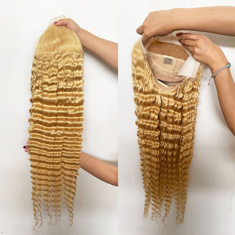 180 Density Hd Lace Cuticle Aligned Virgin Wigs Vendor 613 13X4 Deep Wave Blonde Frontal Wigs 613 Beach Wave Lace Frontal Wig