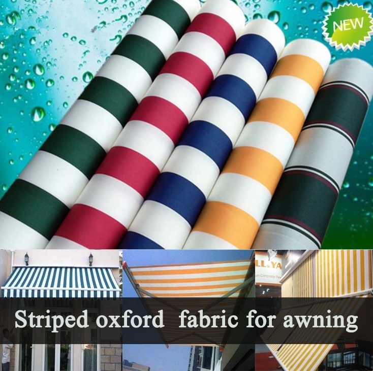 Hot Sale High Color Fastness Level 6 100% Polyester Waterproof Yarn Dyed Oxford Striped Awning Fabric for Tent