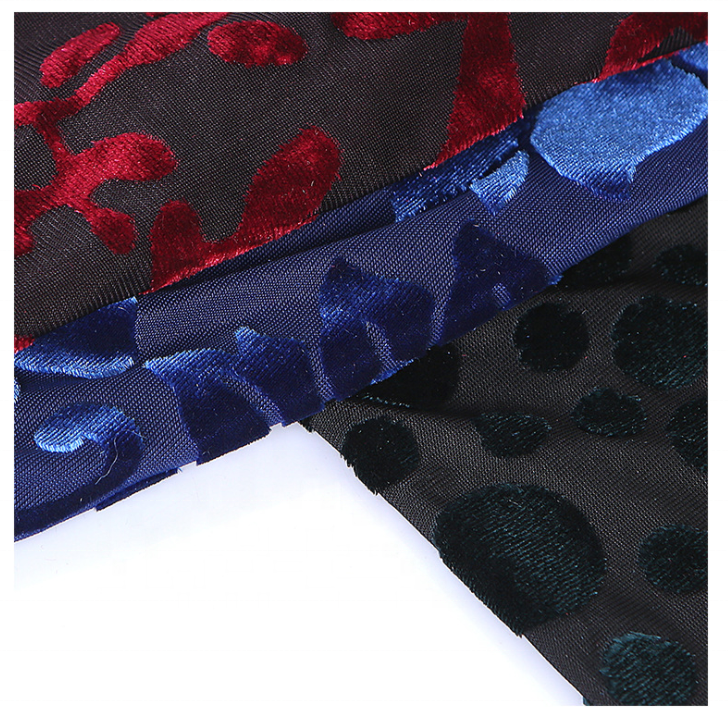 fashion burnout silk velvet floral printed velvet fabric