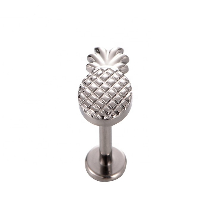 ASTM F136 Titanium Threadless Pine Apple Labret Piercing Push Pin