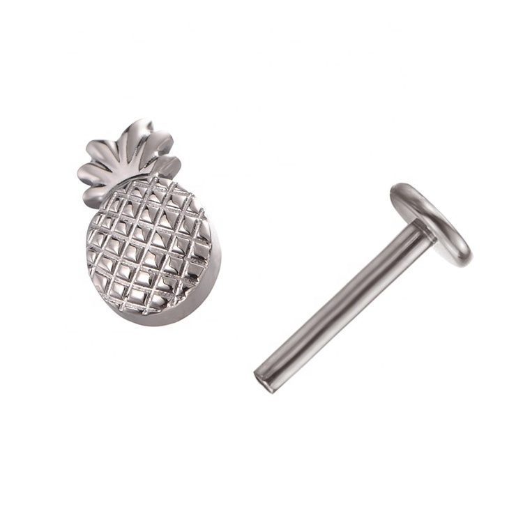 ASTM F136 Titanium Threadless Pine Apple Labret Piercing Push Pin