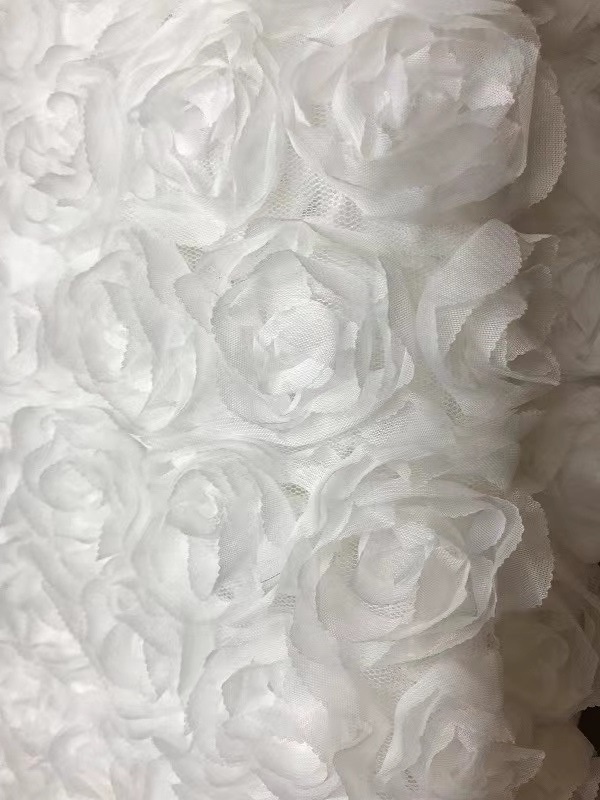 Fashion color Embroidered swiss voile dress 3d FLORAL tulle lace fabric 3D iridescent organza FLOWER dress fabric material