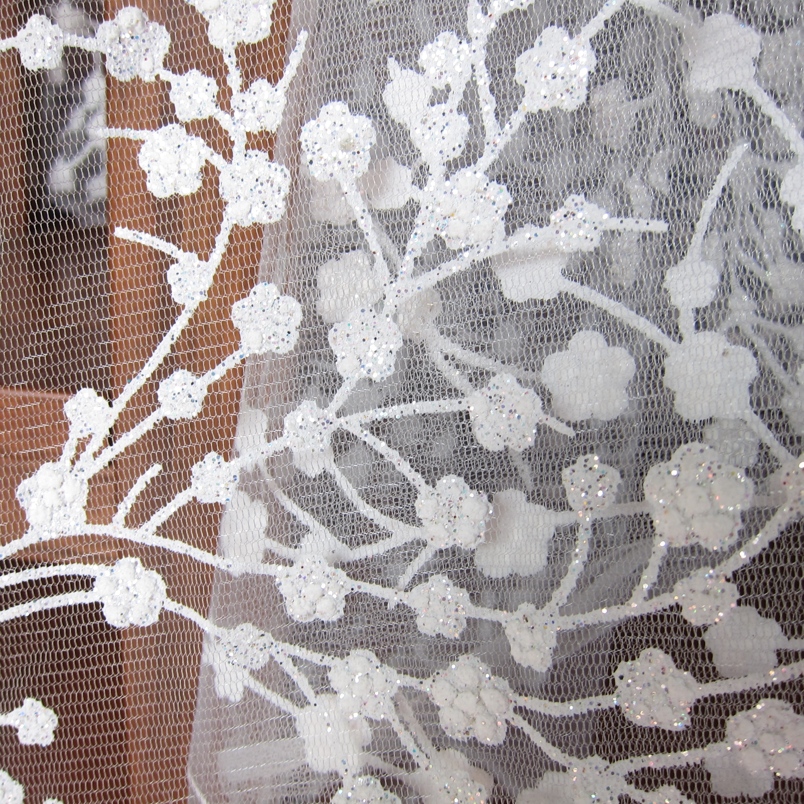 Embroidery GLITTER flower wedding dress lace fabric material  Shiny Bridal Embroidered glitter glue  floral tulle mesh fabric