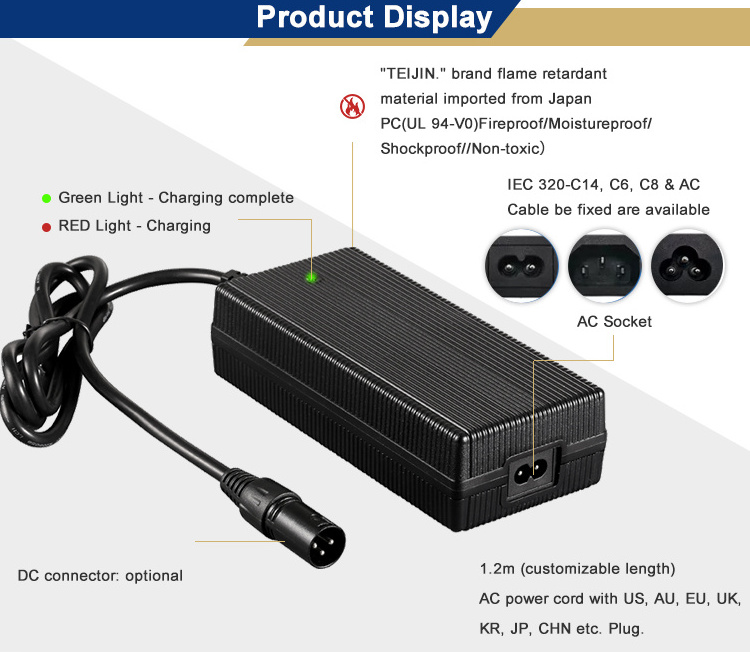 ebike e-scooter robot li-ion battery charger 29.4v 1a 2a 3a 4a 5a 24v lithium battery charger