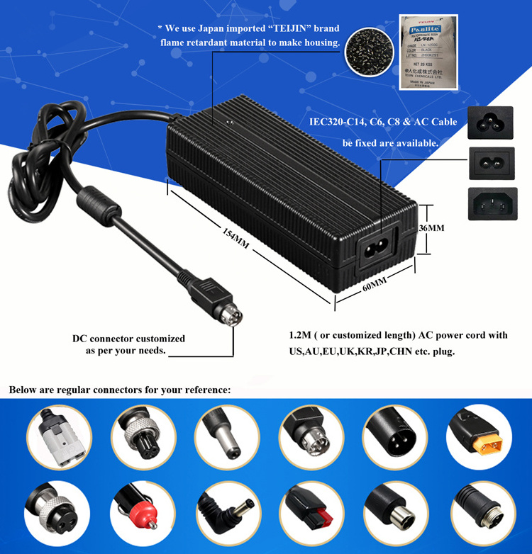 Custom 4A 36V 42V 48V 60V Electric Scooter E Scooter Charger Ev Scooter Charger