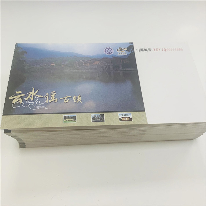 Customized die cut fan folded thermal paper boarding pass airline ticket printing, movie/admission event/lottery ticket