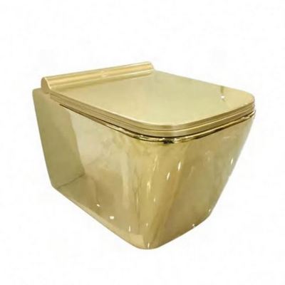 Luxury Floating Toilet Gold Wall Hung Wc Bathroom Commode Ceramic Wall Mounted Closestool Toilet