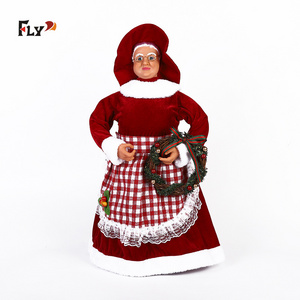 Commercial Christmas Decoration Mrs Santa Best Sale Sitting Santa Claus Plush Toy