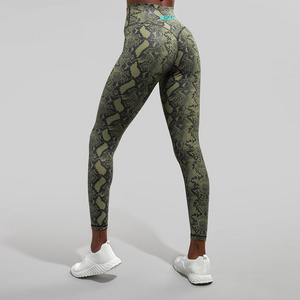 2022 Snake Print Fitness Ladies Training Compression Push Up Sports Pants Gym High Waist Workout Tights Women Yoga Leggings