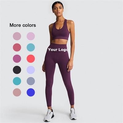 Compression Spandex Sexy Seamless Private Label Yoga Custom Wholesale Fitness Sets Sports Gym Womens Workout Clothes