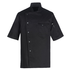 Promotional Italian Designer White Black Men and Women's Chef Cook Uniforms with Snap Buttons for Restaurant and Hotel