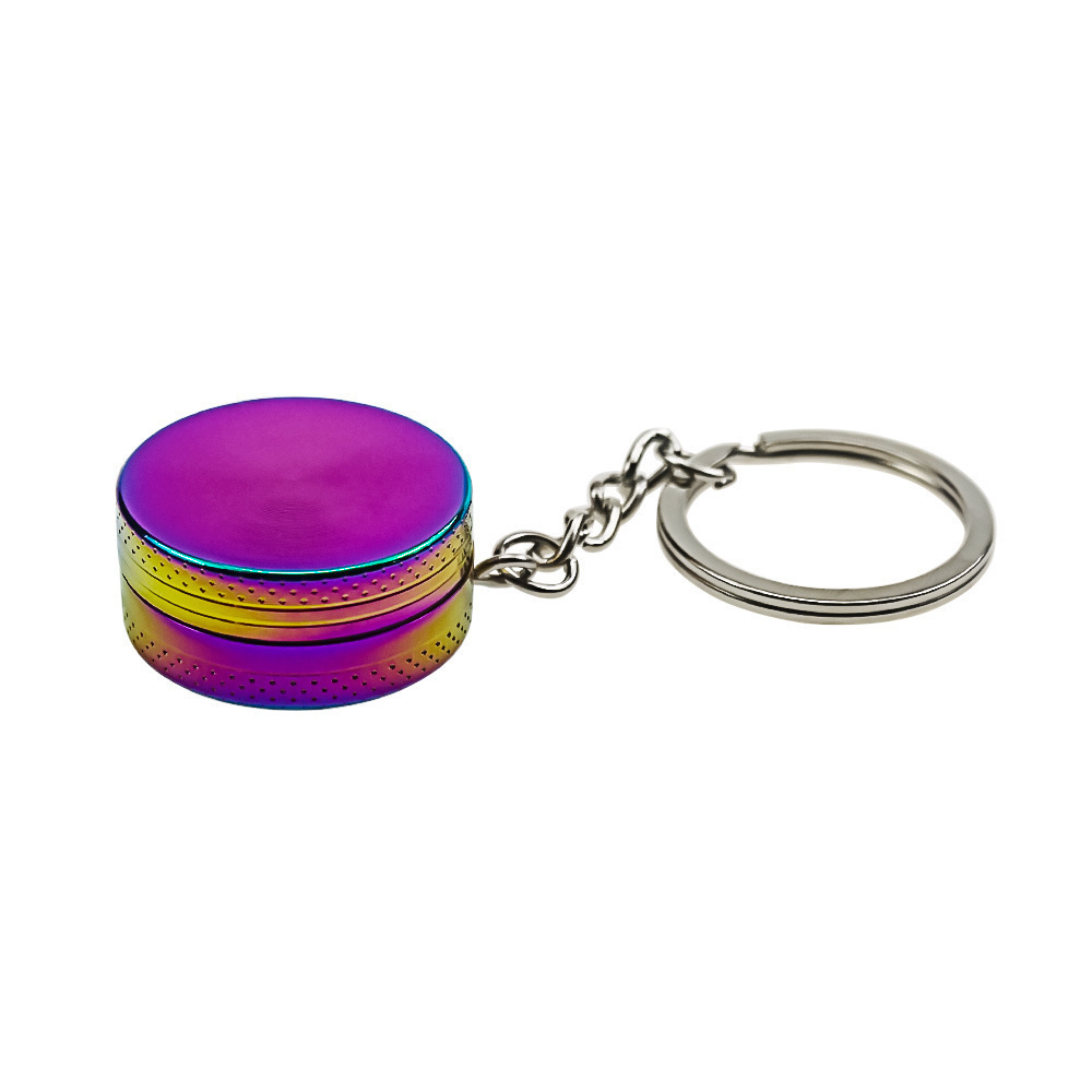 Wholesale New Stainless Steel 2 layers rusher unique zinc alloy Mini travel Herb Grinder keychain