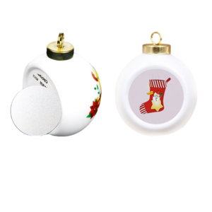 Custom Christmas sublimation blank Ceramic hanging white blank bisques Baubles DIY Ball Bauble for Christmas tree decorations