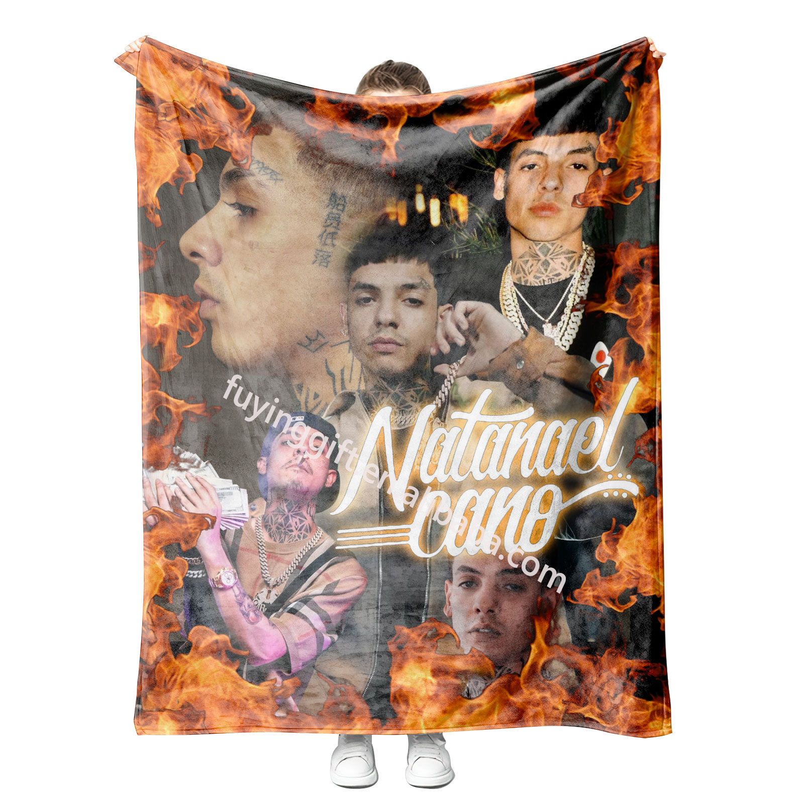 Personalisation Custom Natanael Cano frazadas Mexican Style Peso Pluma Fashion Sublimation Throw Blanket