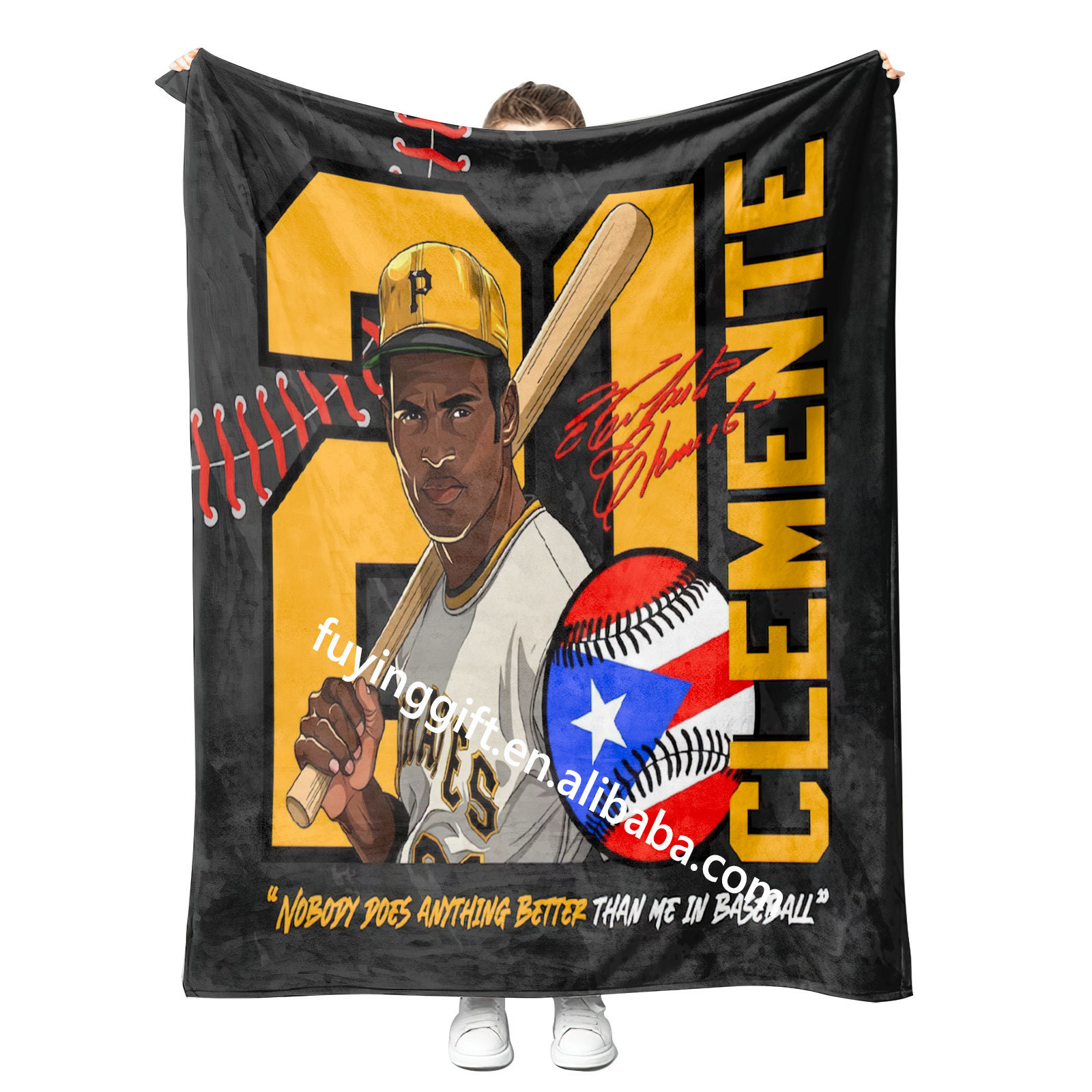 2023 New Puerto Rico Boricua Roberto Clemente Mexican Blanket Wholesale Custom Fleece Home Travel Throw Blanket