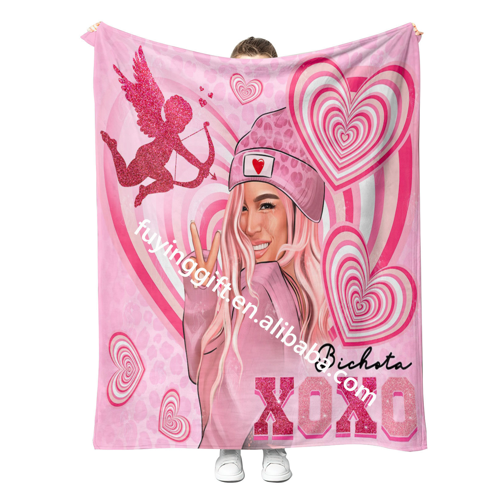 2024 New Fashion Karol G Cupid Valentines Day Blanket Custom Manana Sera Bonito Printing Throw Blankets for Bichota Fan Gift