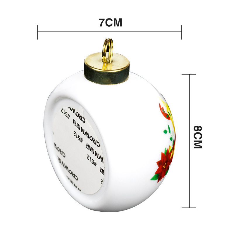 Custom Christmas sublimation blank Ceramic hanging white blank bisques Baubles DIY Ball Bauble for Christmas tree decorations