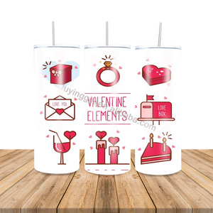 Cute Couple Love Mug Valentine's Day Gift 20oz Stainless Steel Sublimation Tumbler Cups with Straw