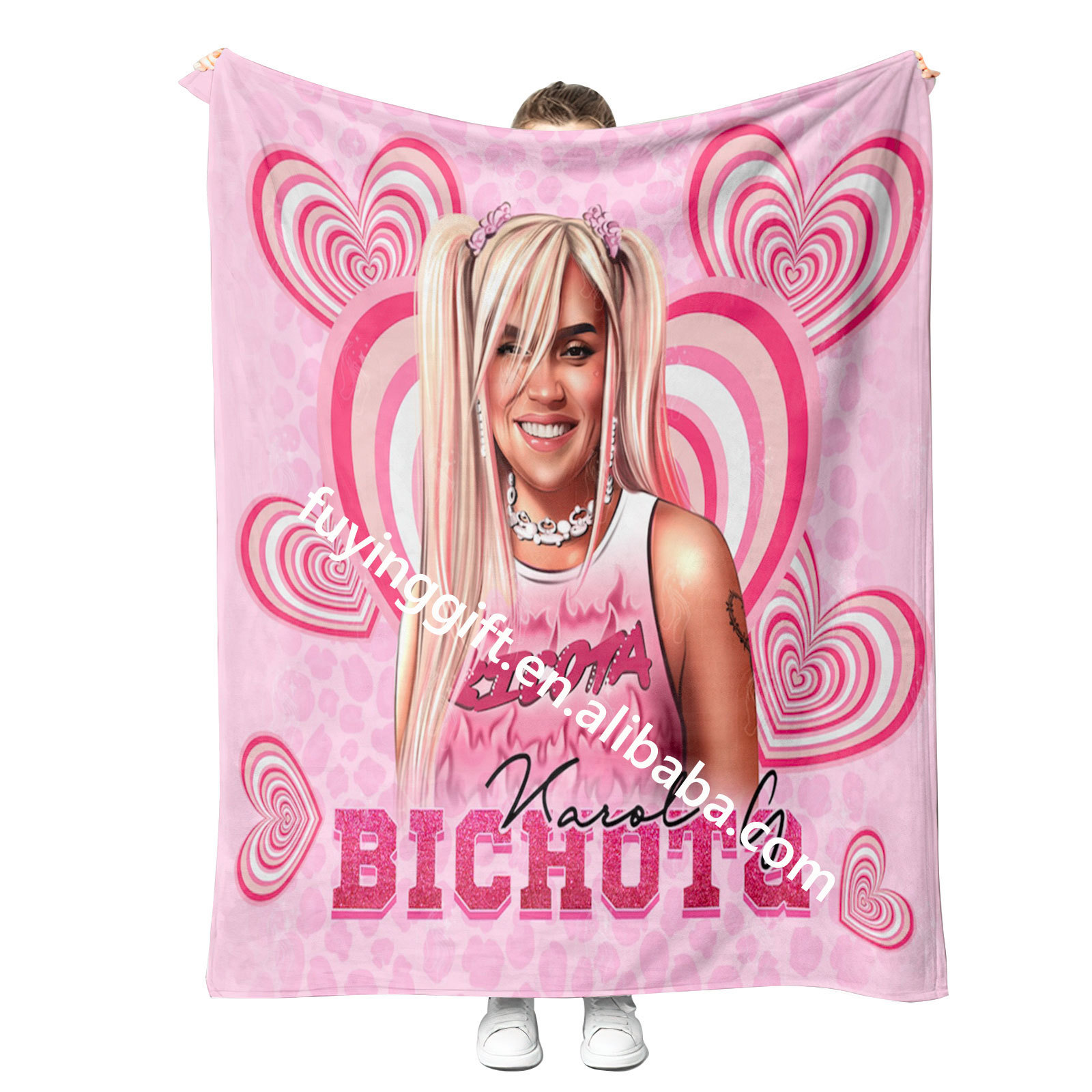 2024 New Fashion Karol G Cupid Valentines Day Blanket Custom Manana Sera Bonito Printing Throw Blankets for Bichota Fan Gift