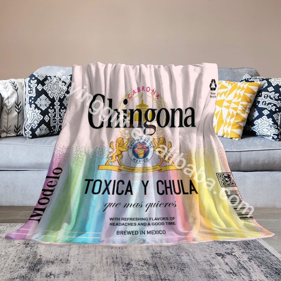 2023 New Design Mexican Borracho Borracha Chingona Toxica Sublimation Fleece Travel Throw Polyester Blanket