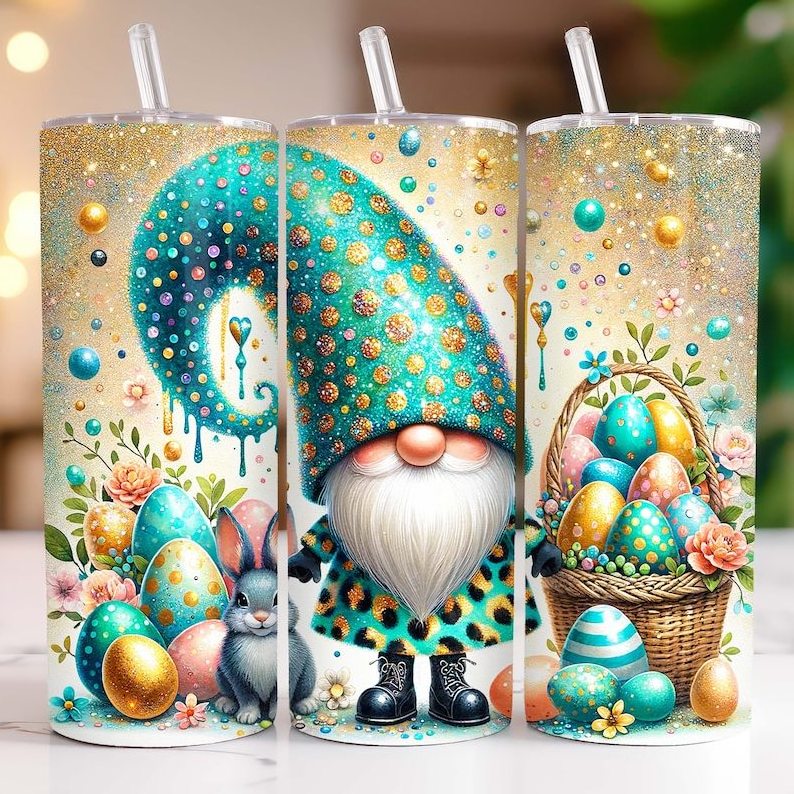 Latest custom 20 Oz cute Happy Easter Skinny Sublimation Tumbler Double Wall Travel Tumblers Coffee Mug Tea Cup