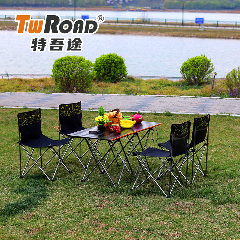 TWROAD camp chair folding outdoor Aluminum Alloy Multifunctional Camping Table Chair Coated Metal Garden Picnic Table Stool