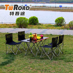 TWROAD camp chair folding outdoor Aluminum Alloy Multifunctional Camping Table Chair Coated Metal Garden Picnic Table Stool