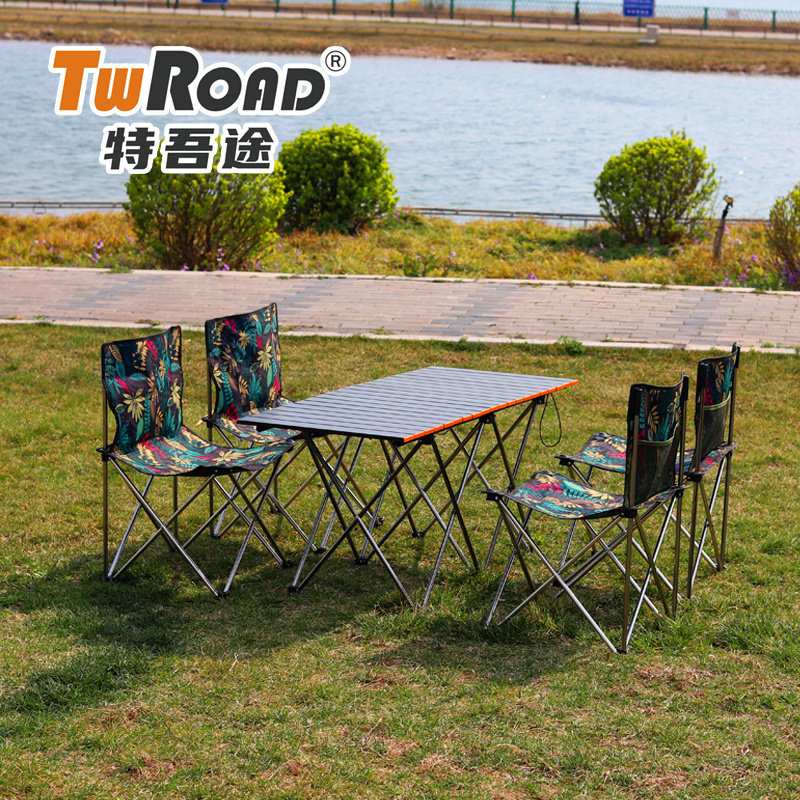 TWROAD camp chair folding outdoor Aluminum Alloy Multifunctional Camping Table Chair Coated Metal Garden Picnic Table Stool