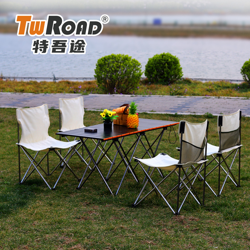 TWROAD camp chair folding outdoor Aluminum Alloy Multifunctional Camping Table Chair Coated Metal Garden Picnic Table Stool