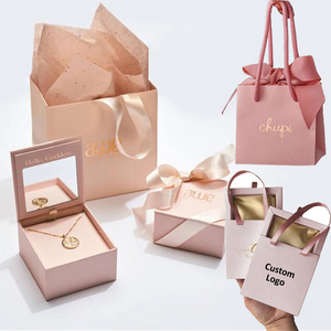 Custom Logo Jewelry Box Packaging Elegant Design Jewellery Necklace Ring Gift Set Paper Packing Boxes Luxury Earring Boxes