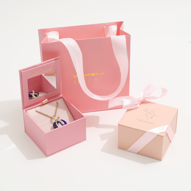 Custom Logo Jewelry Box Packaging Elegant Design Jewellery Necklace Ring Gift Set Paper Packing Boxes Luxury Earring Boxes