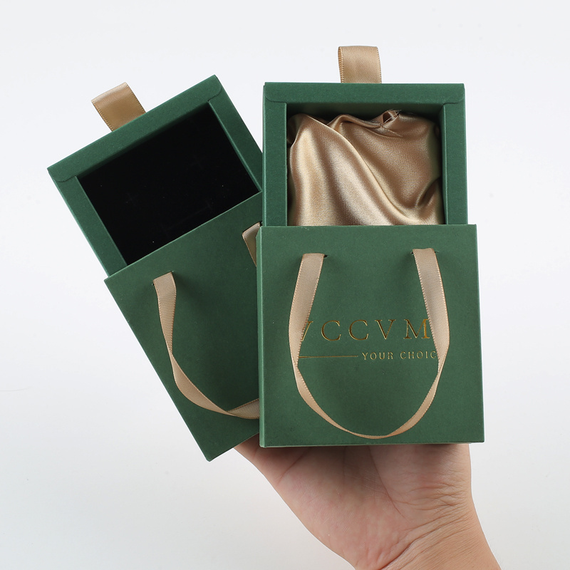 Custom Logo Personalized Packaging Pouch Paper Slide Cardboard Jewelry Box Packaging for Necklace Bracelet Ring