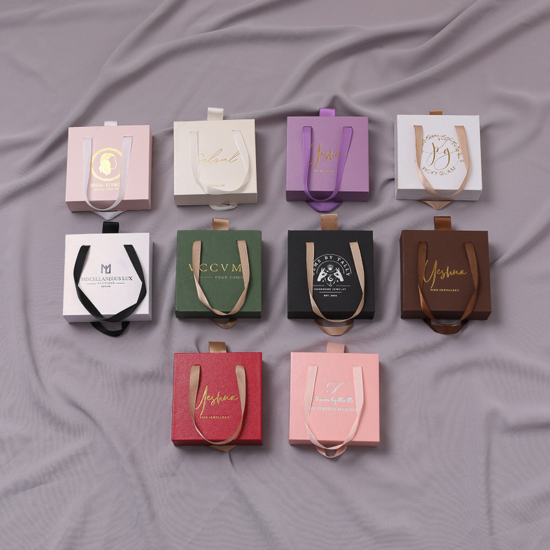 Custom Logo Personalized Packaging Pouch Paper Slide Cardboard Jewelry Box Packaging for Necklace Bracelet Ring