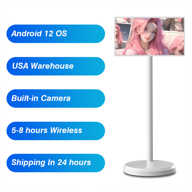 21.5 Inch Mini Smart LED TV Full HD 1080P Portable Touch Screen with Stand for Living Room Use