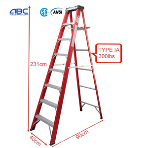 CSA ANSI 3-9 Steps Industrial IA Type Adjustable Fiberglass Frp Step Ladder for Electrician