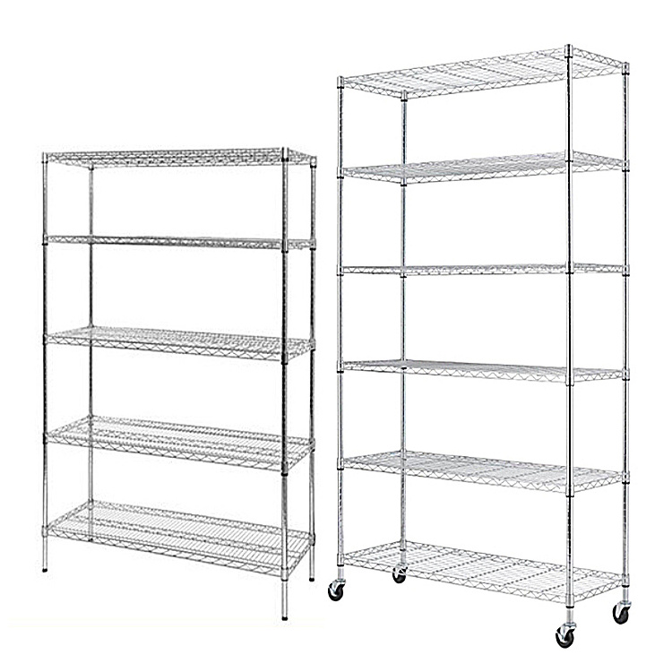 Multi-functional Metal Storage Rack 6 Tier Industrial Stainless Steel Wire Shelving Unit