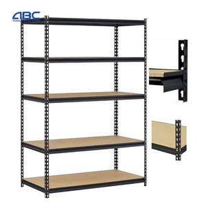 5 Tiers Boltless Rivet Racking System Z Beam Heavy Duty Boltless Metal Steel Industrial Shelving Unit Black Custom Boltless Rack