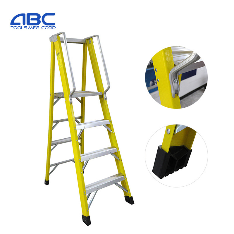 CSA ANSI 3-9 Steps Industrial IA Type Adjustable Fiberglass Frp Step Ladder for Electrician